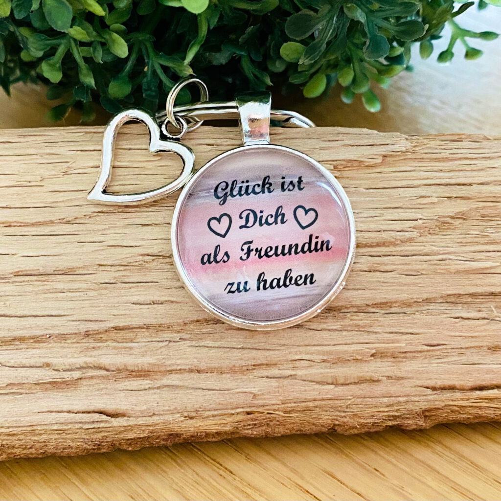 Schlüsselanhänger Glück ist Dich als Freundin Herz rosa