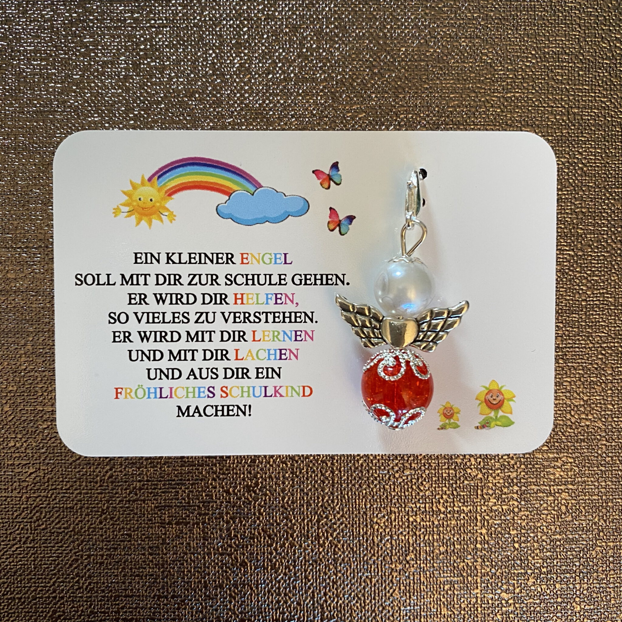 Kärtchen mit Schutzengel und Spruch Schulkind MiniGeschenke.de