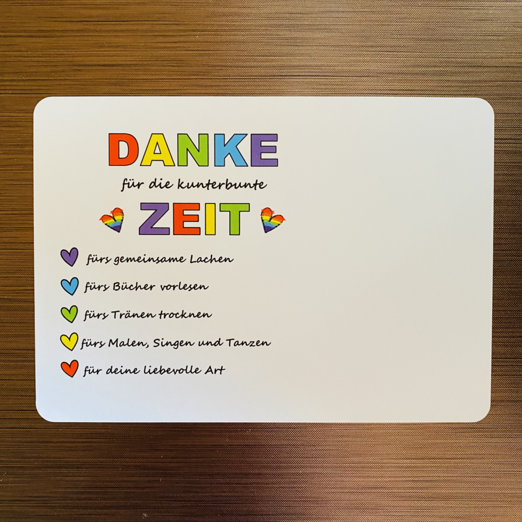Karte Danke für die kunterbunte Zeit MiniGeschenke.de
