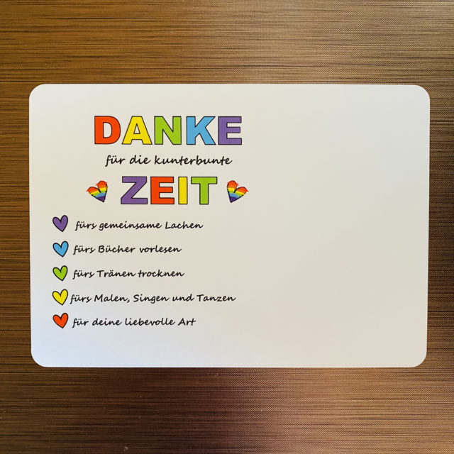 Karte Danke für die kunterbunte Zeit MiniGeschenke.de