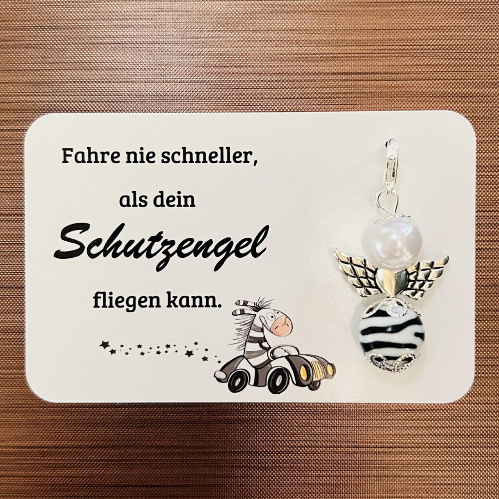 Kärtchen mit Schutzengel und Spruch Fahre nie schneller. MiniGeschenke.de