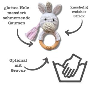 Babyrassel EINHORN gehäkelt personalisiert – Bild 3