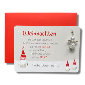 Weihnachtskarte mit Schutzengel - Wichtel - Engel weiß