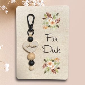 Schlüsselanhänger mit Karte und Herz personalisiert - Für Dich