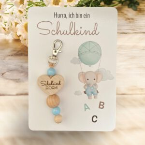 Schlüsselanhänger mit Herz und Karte - personalisiert - Schulkind 2024 - Wunschname – Bild 5