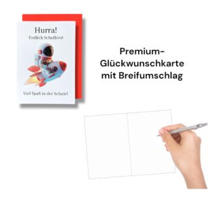 Einschulungskarte mit Astronaut, A6 Glückwunschkarte, Premium Qualität – Bild 3