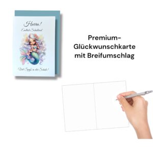 Glückwunschkarten zur Einschulung, Meerjungfrau-Motiv, A6 Klappkarten mit Umschlag – Bild 3