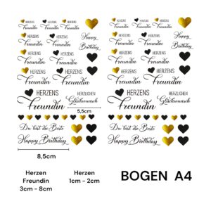 RUB ON Herzens Freundin - randlose Rubons Sticker, Tasse, Becher, Herzensfreundin, Sprüche schenken verschenken, schwarz gold, Lieblingsmensch – Bild 3
