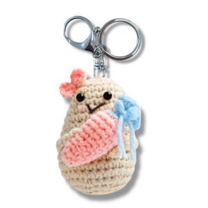 Handgestrickte Kartoffel-Puppe, Glücksbringer, Positiv Kartoffel, Mutmacher, Schlüsselanhänger, Motivationskarte A6, Schulwechsel weiterführende Schule, Spruch – Bild 3