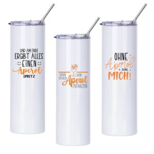 Aperolbecher TO GO Weinbecher Edelstahl Isolierter Becher Aperol Spritz Thermobecher + Strohhalm Edelstahl Geschenk Frau Freundin