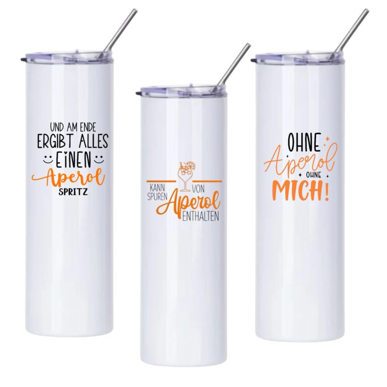 Aperolbecher TO GO Weinbecher Edelstahl Isolierter Becher Aperol Spritz Thermobecher + Strohhalm Edelstahl Geschenk Frau Freundin