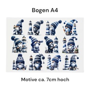 RUB ON Sticker Wichtel blau - Leuchtturm - maritime randlose Rubons Sticker, Tischdeko erster Schultag, Rubon Aufkleber – Bild 3
