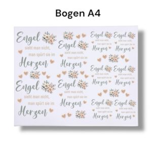 Rub Ons Sticker - Sprüche - Engel sieht man nicht, DIN A4- randlose Rubons – Bild 3