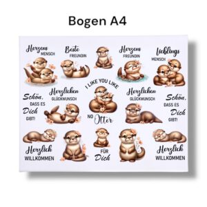 RUB ONs Sticker Otter, Sprüche, Freundin, Otterliebe, randlose Rubons Sticker, Rubon – Bild 3