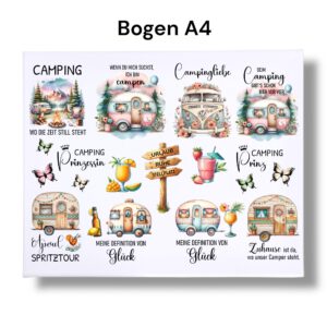 RUB ONs Sticker Camping, Sprüche, Camper, Camperliebe, Aperol Spritztour, randlose Rubons Sticker, Rubon – Bild 3