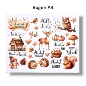 Rub Ons Sticker, DIN A4, #3 Herbst, pastell-rot, Sprüche, randlose Rubons Sticker, Tischdeko, Rubon Aufkleber – Bild 3