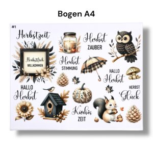 Rub Ons Sticker, DIN A4, #1 Herbst, Sprüche, randlose Rubons Sticker, Tischdeko, Rubon Aufkleber – Bild 3