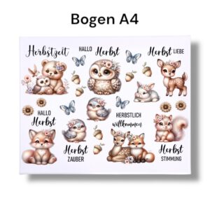 Rub Ons Sticker, DIN A4, Herbst, BOHO, Sprüche, randlose Rubons Sticker, Tischdeko, Rubon Aufkleber – Bild 3