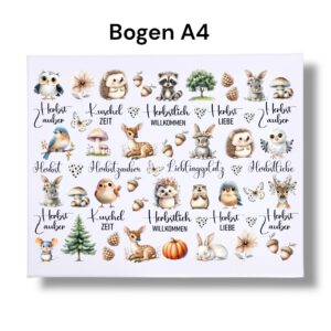 Rub Ons Sticker, DIN A4, Herbst kleine Motive, Sprüche, Herbst, randlose Rubons Sticker, Tischdeko, Rubon Aufkleber – Bild 3