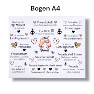 Rub-Ons-Sticker, Freundin, DIN A4, Freundschaft Sprüche, randlose Rubons Sticker,  Rubon Aufkleber – Bild 3