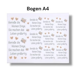 Rub-On-Sticker - Genieße die kleinen Dinge - Spruch, DIN A4- randlose Rub-ons – Bild 3