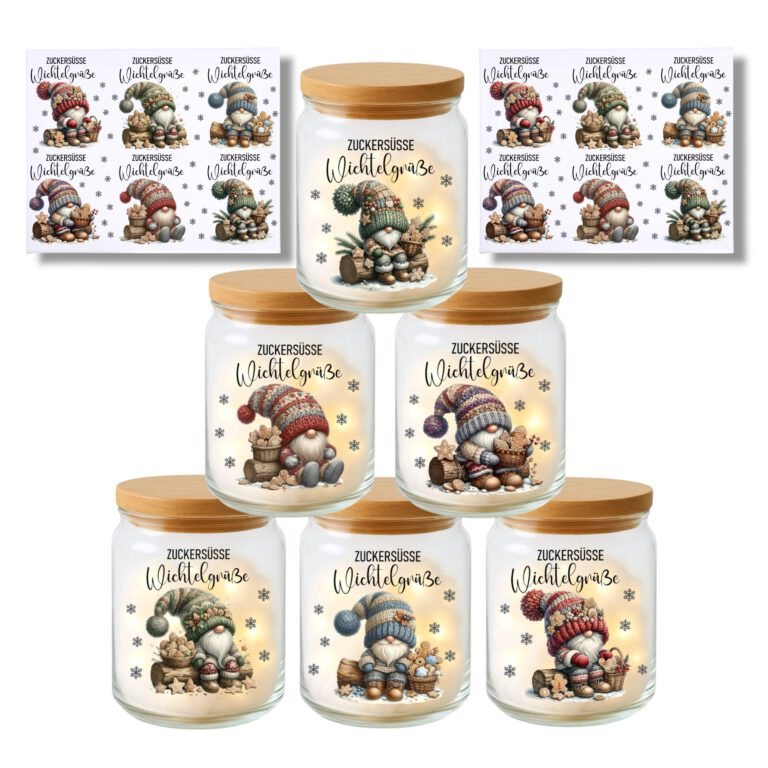 Rub-Ons-Sticker, Zuckersüße Wichtelgrüße, DIN A4, Wichtel, Weihnachten, randlose Rubons Sticker