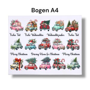 Rub-Ons-Sticker, Weihnachten Auto, DIN A4, randlose Rubons Sticker – Bild 3