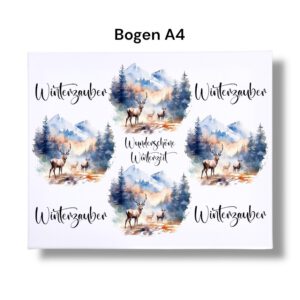 Rub-Ons-Sticker, #1 Glasflasche oder Dekolaterne, Winterzauber, DIN A4, randlose Rubons Sticker – Bild 3