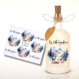 Rub-Ons-Sticker, #1 Glasflasche oder Dekolaterne, Winterzauber, DIN A4, randlose Rubons Sticker
