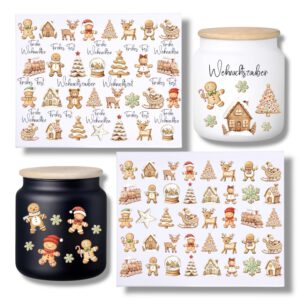 Rub-Ons-Sticker, Lebkuchen kleine Motive, Weihnachten, DIN A4, randlose Rubons Sticker