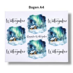 Rub-Ons-Sticker, #2 Glasflasche oder Dekolaterne, Nordlichter - Winterzauber, DIN A4, randlose Rubons – Bild 3