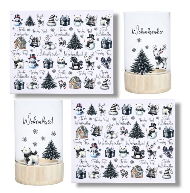 Rub-Ons-Sticker, #3 Klein Weihnachten, kleine Motive, Weihnachten, DIN A4, randlose Rubons Sticker