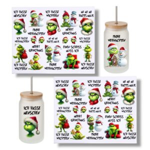 Rub-Ons-Sticker, Grinsch, DIN A4, Ich hasse Weihnachten, randlose Rubons Sticker