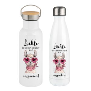 Lustige Lama Trinkflasche, 350ml,500ml oder 750ml Edelstahlflasche, Spülmaschinenfest, Lustige Geschenkidee