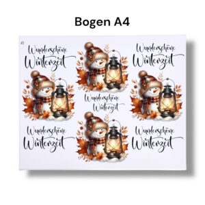 Rub-Ons-Sticker, #3 Glasflasche oder Dekolaterne, Wunderschöne Winterzeit, DIN A4, randlose Rubons – Bild 3
