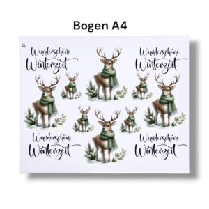 Rub-Ons-Sticker, #4 Glasflasche oder Dekolaterne, Wunderschöne Winterzeit, DIN A4, randlose Rubons – Bild 3