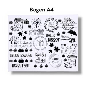 Rub Ons Sticker, DIN A4, Herbst, Sprüche, schwarz weiß, randlose Rubons Sticker – Bild 3