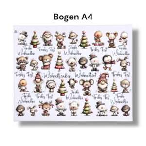 Rub-Ons-Sticker, #4 Klein Weihnachten, süße Motive, Weihnachten, DIN A4, randlose Rubons Sticker – Bild 3