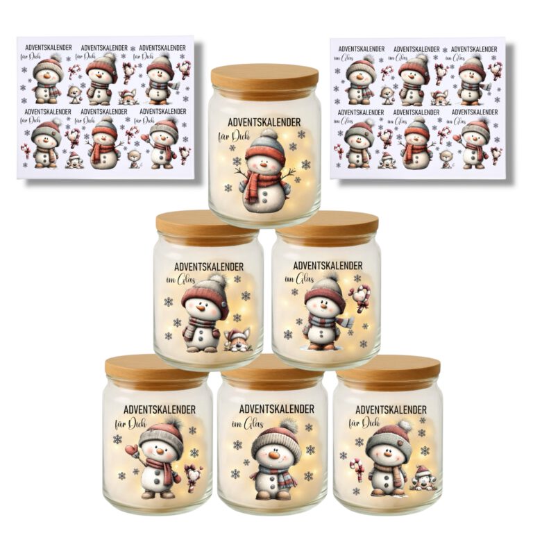 Rub-Ons-Sticker, Adventskalender für Dich, Adventskalender im Glas, DIN A4