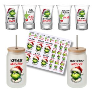 Rub-Ons-Sticker, SHOT Grinsch, DIN A4, Ich hasse Weihnachten, randlose Rubons – Bild 1
