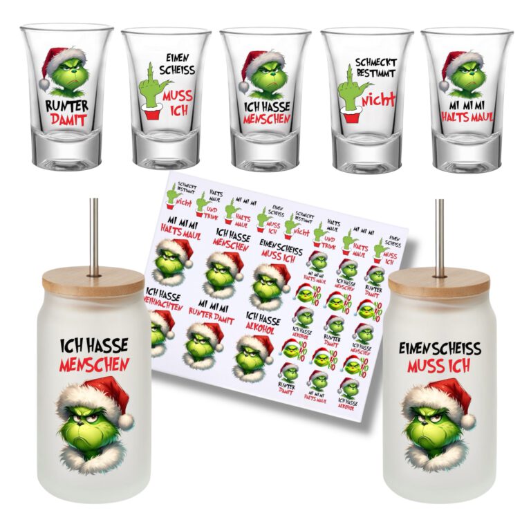 Rub-Ons-Sticker, SHOT Grinsch, DIN A4, Ich hasse Weihnachten, randlose Rubons