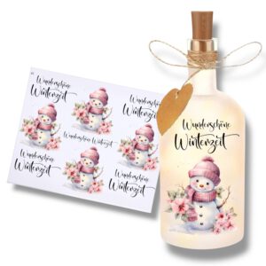 Rub-Ons-Sticker, #5 Glasflasche oder Dekolaterne, Wunderschöne Winterzeit, DIN A4, randlose Rubons – Bild 1