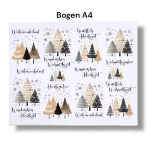 Rub-Ons-Sticker, Tännenbäume schwarz-beige, DIN A4, Sprüche, Weihnachten, randlose Rubons – Bild 3