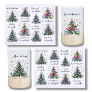 Rub-Ons-Sticker, bunte Tannenbäume, DIN A4, Sprüche, Weihnachten, randlose Rubons – Bild 1
