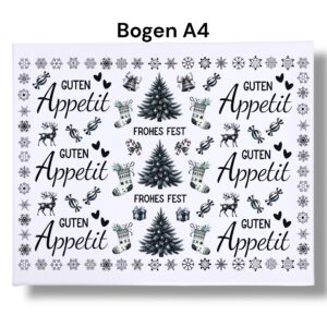 Rub-Ons-Sticker, Guten Appetit, DIN A4, Sprüche, Weihnachten, randlose Rubons – Bild 2
