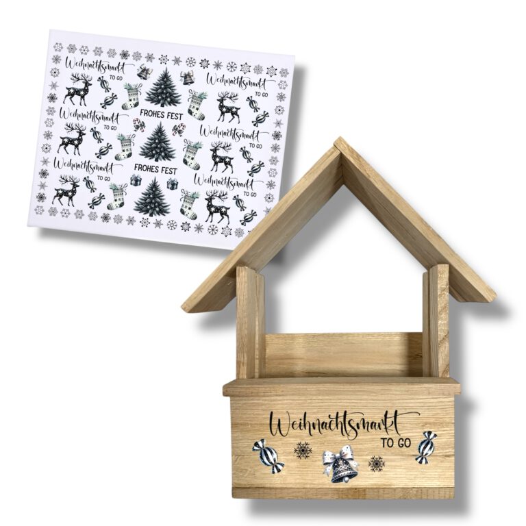 Rub-Ons-Sticker, Weihnachtsmarkt to go, DIN A4, Sprüche, Weihnachten, randlose Rubons