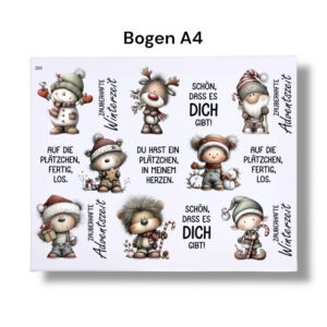 Rub-Ons-Sticker, Geschenkdose, Weihnachten, Keksglas, DIN A4, randlose Rubons – Bild 4