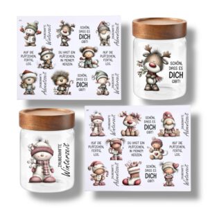 Rub-Ons-Sticker, Geschenkdose, Weihnachten, Keksglas, DIN A4, randlose Rubons – Bild 1