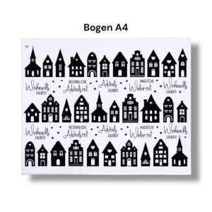 Rub-Ons-Sticker, Häuser, schwarz oder weiß, Weihnachten, Sprüche,DIN A4, randlose Rubons Sticker – Bild 3