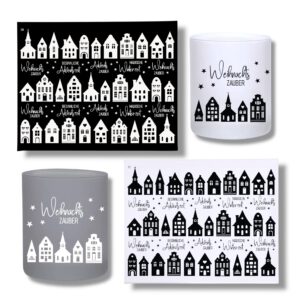 Rub-Ons-Sticker, Häuser, schwarz oder weiß, Weihnachten, Sprüche,DIN A4, randlose Rubons Sticker – Bild 1